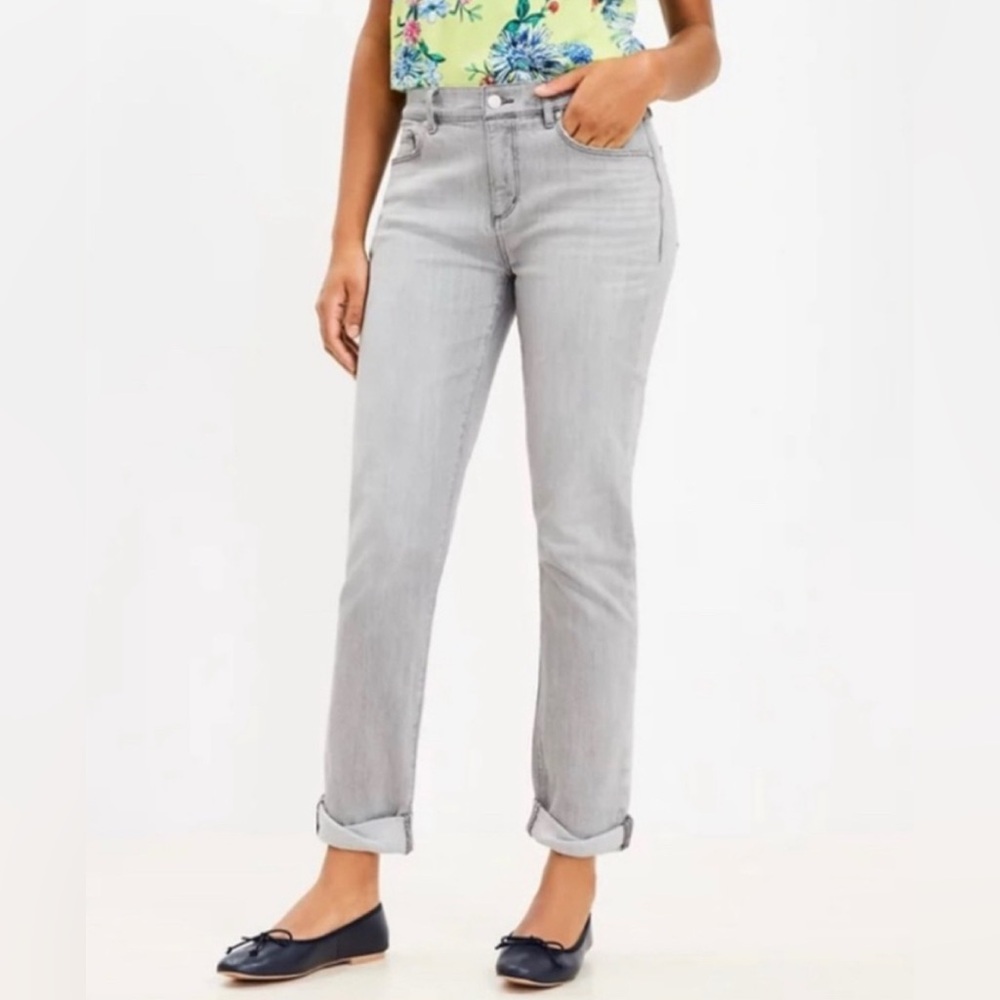 Loft Girlfriend Jeans in Pure Grey Wash